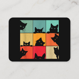 Tarjeta De Visita Gato Negro Curioso Divertido Retro Vintage para Am