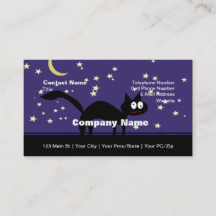 Tarjeta De Visita Gato negro de Halloween en la cerca