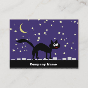 Tarjeta De Visita Gato negro de Halloween en la cerca