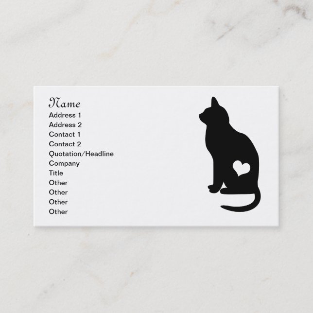 Tarjeta De Visita Gato negro del negocio (Anverso)