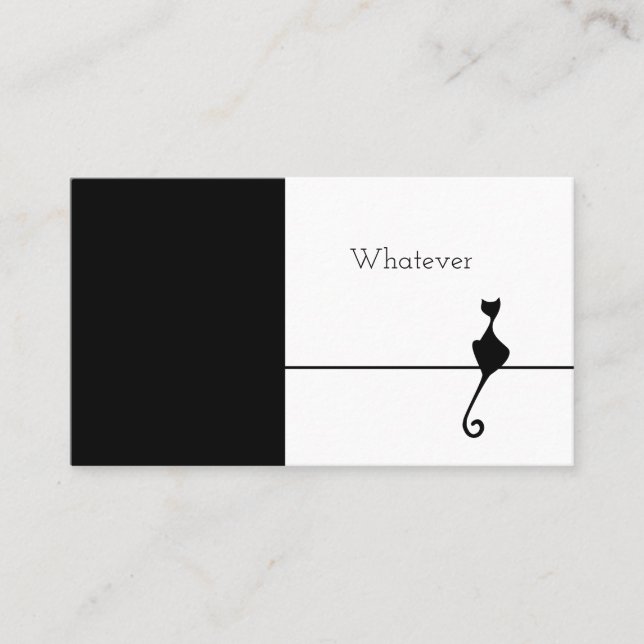 Tarjeta De Visita Gato negro elegante (Anverso)
