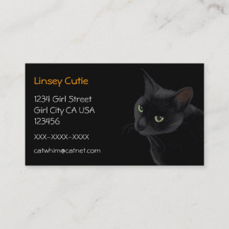 Tarjeta De Visita Gato negro en la oscuridad