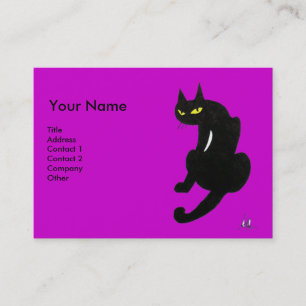 Tarjeta De Visita GATO NEGRO, Fuchsia violeta púrpura