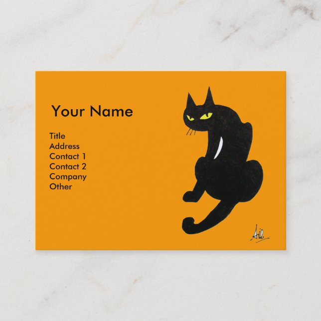 Tarjeta De Visita GATO NEGRO, Naranja amarillo (Anverso)