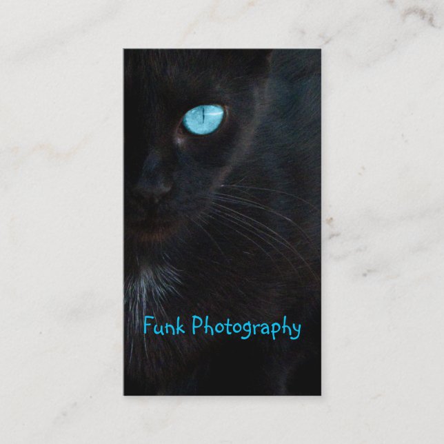 Tarjeta De Visita Gato negro observado azul de BLUB (Anverso)