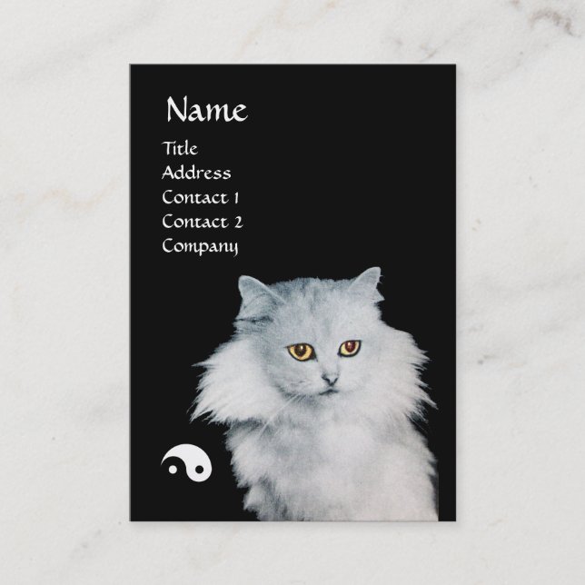 TARJETA DE VISITA GATO NEGRO Y GATO BLANCO YIN YANG (Anverso)
