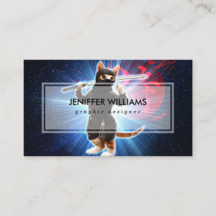 Tarjeta De Visita Gato Ninja en el espacio.