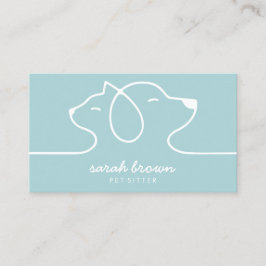 Tarjeta De Visita Gato Perro Verde azulado Línea Petsitter