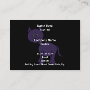 Tarjeta De Visita Gato púrpura lindo. Dibujo animado del gato en