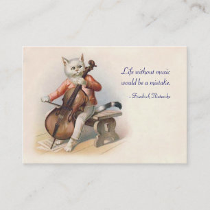 Tarjeta De Visita Gato que toca el violoncelo - bilateral