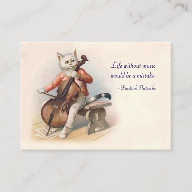 Tarjeta De Visita Gato que toca el violoncelo - bilateral (Anverso)