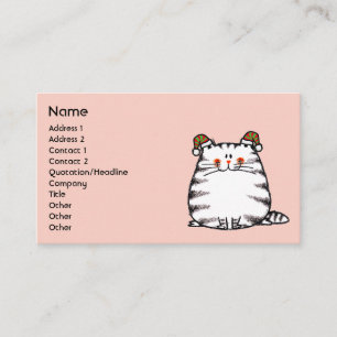 Tarjeta De Visita Gato regordete lindo con dos sombreros de Navidad