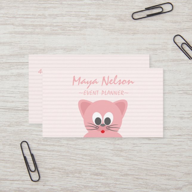 Tarjeta De Visita Gato rosa Guay de lujo (Anverso/Reverso In Situ)