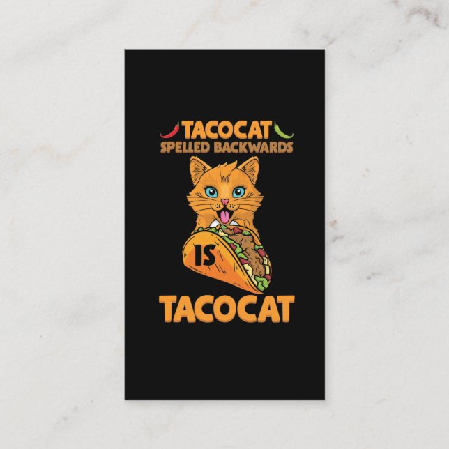Tarjeta De Visita Gato taco expulsado hacia atrás comida mexicana ta (Anverso)