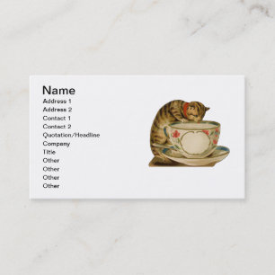 Tarjeta De Visita Gato Taza de Té Lindo Vintage Victoriano Mascota C