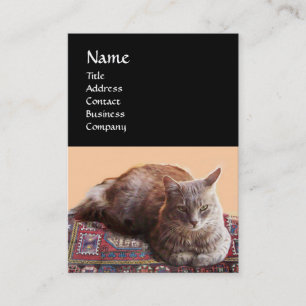 TARJETA DE VISITA GATO TURCO EN EL VIEJO MONOGRAMA DE CARPETA