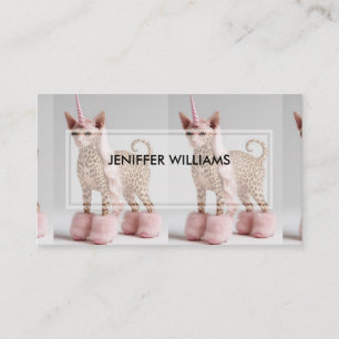 Tarjeta De Visita Gato Unicornio Leopardo Glam en Tacones de Pelaje