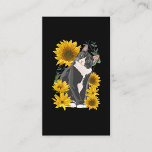 Tarjeta De Visita Gato y girasoles cortos amor felino