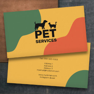Tarjeta De Visita Gato y perro - Mascota de servicios coloreados