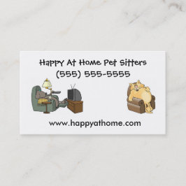 Tarjeta De Visita Gato y perro viendo la televisión en las sillas Pa