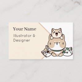 Tarjeta De Visita Gato Zen Meditando con Prótesis de Mano
