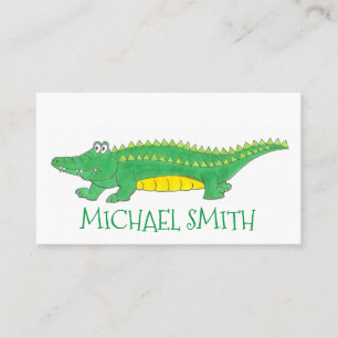Tarjeta De Visita Gator Green Alligator Reptile Croc Crocodile Zoo