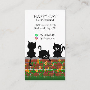 Tarjeta De Visita Gatos curiosos en un muro de jardín