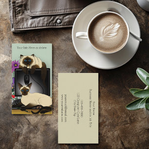 Tarjeta De Visita Gatos de escritorio de oficina siameses divertida 