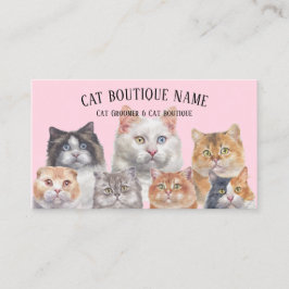 Tarjeta De Visita Gatos de Mascotas de casa rosados