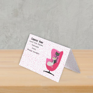 Tarjeta De Visita Gatos Elegantes Silla Rosa de Estilo de Medianos d