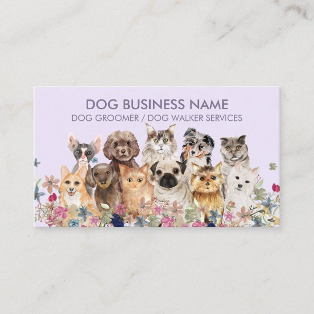 Tarjeta De Visita Gatos Lilac Purple Dogs (Anverso)