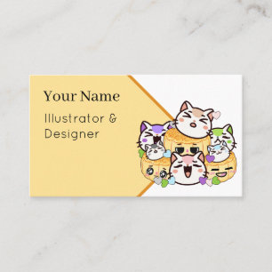 Tarjeta De Visita Gatos lindos y pasteles de luna - Snack japonés Ka