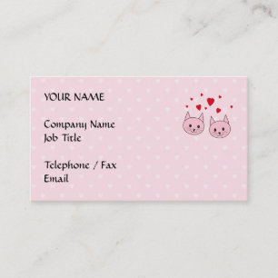 Tarjeta De Visita Gatos rosados con los corazones del amor