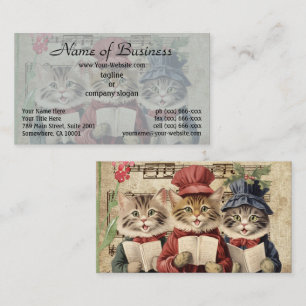 Tarjeta De Visita Gatos villancistas,Gato Coro de Navidad