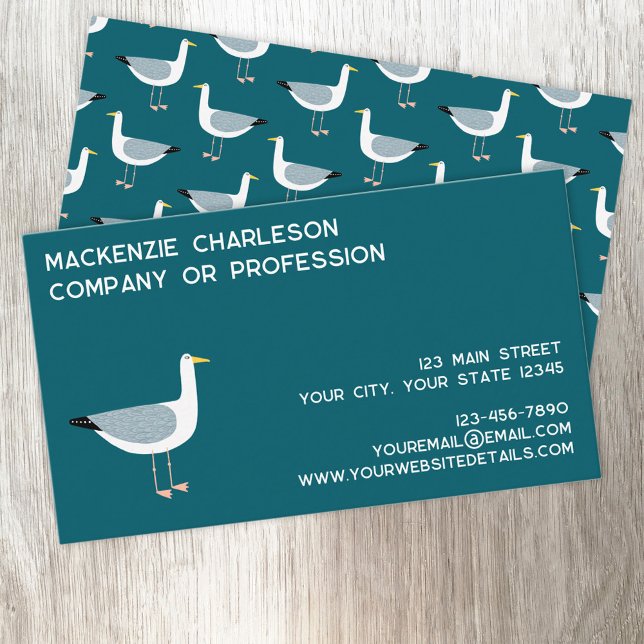 Tarjeta De Visita Gaviota Costera (Seagull coastal nautical personalized text custom business cards)
