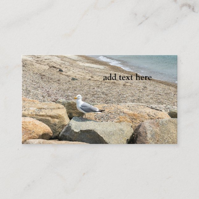 Tarjeta De Visita gaviota sobre rocas junto a la playa (Anverso)