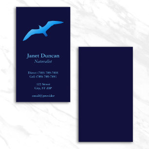 Tarjeta De Visita Gaviota Voladora Azul Marino