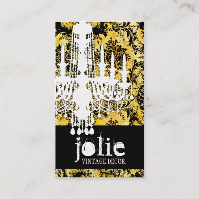 Tarjeta De Visita  GC| Jolie Chandelier Bee Damask (Anverso)