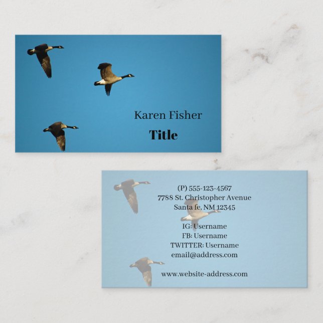 Tarjeta De Visita Géanos canadienses en vuelo (Anverso / Reverso)