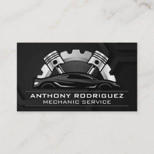 Tarjeta De Visita Gear y pistones del motor   Servicios automáticos