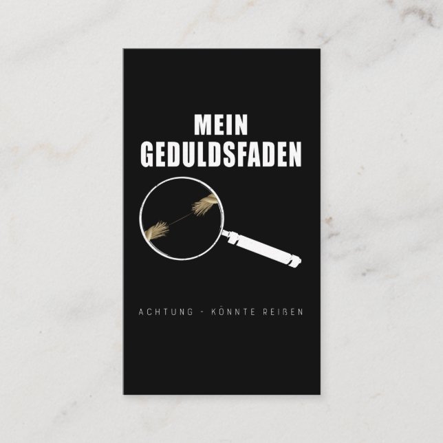 Tarjeta De Visita Geduldsfaden Spruch Keine Geduld Frauen Humorvoll (Anverso)