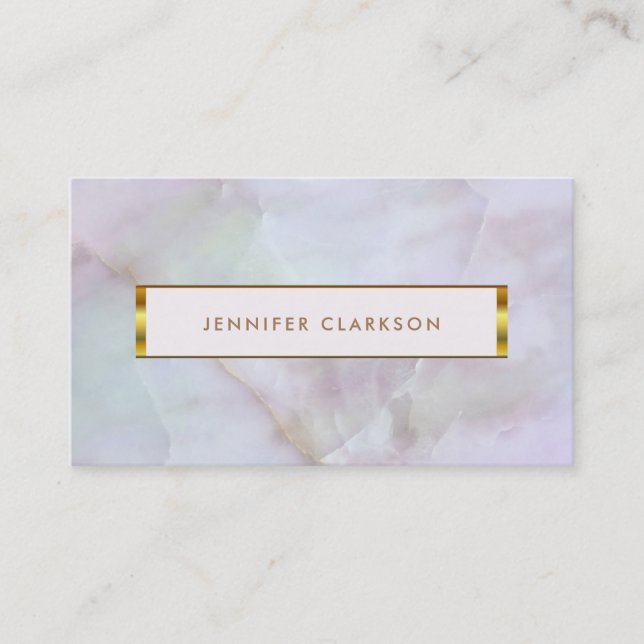 Tarjeta De Visita Geisón de gemas de cuarzo morado de oro (Anverso)