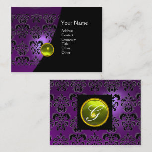 Tarjeta De Visita GEM DAMASK MONOGRAM amethyst púrpura