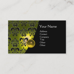 Tarjeta De Visita GEM DAMASK MONOGRAM topaz amarillo