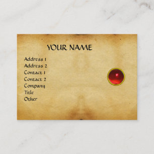 Tarjeta De Visita GEM MON ,RED RUBY, GRAY AGATA , oro pergamino