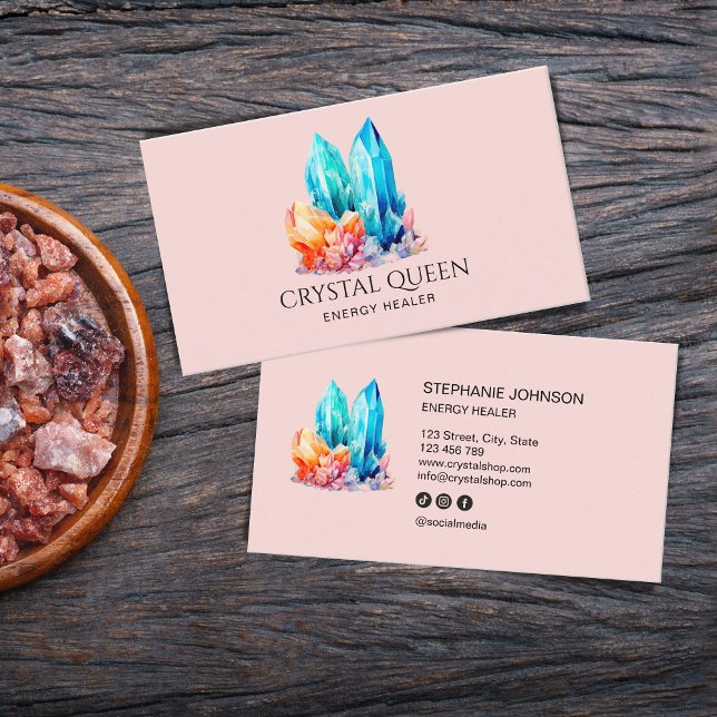 Tarjeta De Visita Gemas de cristal de energía mística espiritual (Subido por el creador)