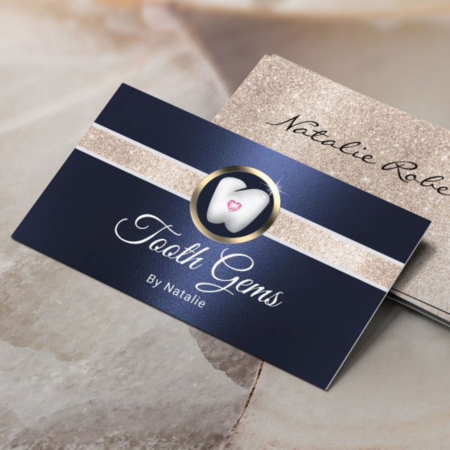 Tarjeta De Visita Gemas Didentales Modernas Navy Salón de Belleza De (Subido por el creador)