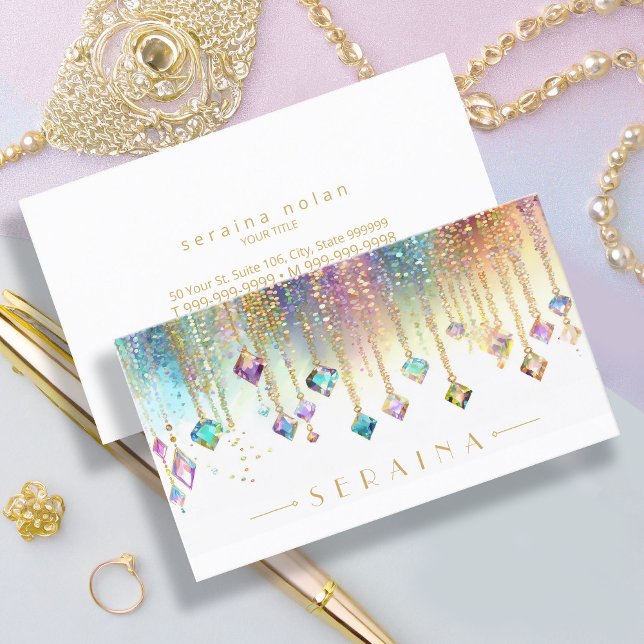 Tarjeta De Visita Gemas irlandeses de boho en blanco ID1035 (Subido por el creador)