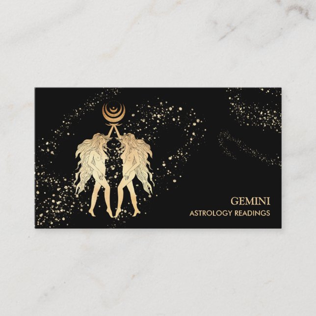 Tarjeta De Visita *~* GEMINI :  Astrología zodiaca leyendo gemelos (Anverso)