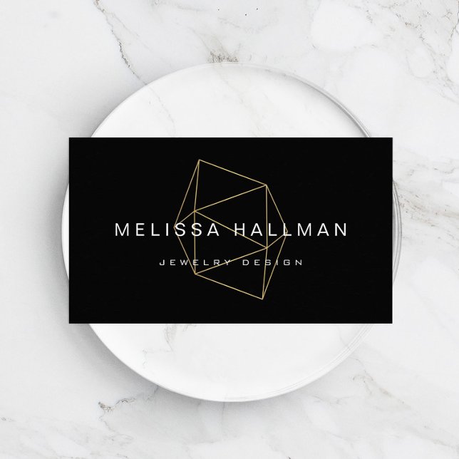 Tarjeta De Visita Gemstone geométrico moderno negro (Subido por el creador)